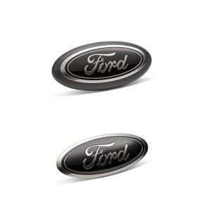 Ford Super Duty Emblem Kit - Front + Rear - Ford Racing - Smoked Chrome Oval w/o Camera Provision - Black - `20-`22 Ford Super Duty Emblem Kit - Front + Rear - Ford Racing - Smoked Chrome Oval w/o Camera Provision - Black - `20-`22